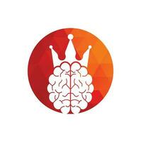 diseño del icono del logotipo del cerebro de la corona. diseño de logotipo de vector de rey inteligente. cerebro humano con diseño de icono de corona.