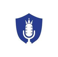 diseño del logotipo del vector del rey del podcast. concepto de diseño del logo de la música king.