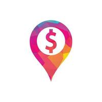 pin location with money. the location of the money. Bank atm location icon. vector