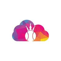 Tennis king cloud shape concept vector logo design. Tennis ball and crown icon design template.