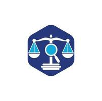 encontrar plantilla de vector de logotipo de justicia, conceptos de diseño de logotipo de bufete de abogados creativos. logotipo de bufete de abogados de lupa