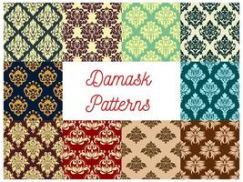 Seamless pattern set of floral damask ornament vector