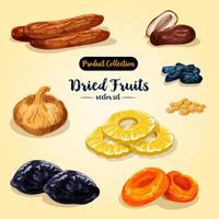 Dried fruit and candied berry set vector