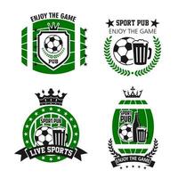 Vector icons for soccer bar or football sport pub