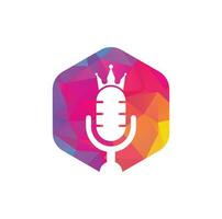 diseño del logotipo del vector del rey del podcast. concepto de diseño del logo de la música king.