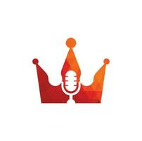 Podcast king vector logo design. King music logo design concept.