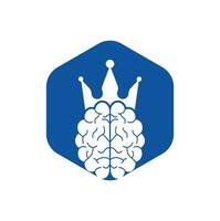 diseño del icono del logotipo del cerebro de la corona. diseño de logotipo de vector de rey inteligente. cerebro humano con diseño de icono de corona.