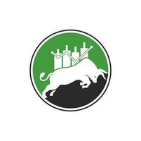 Bullish Trader Logo. Forex bull logo design template vector. Financial bull logo design. Trade Bull Chart. vector