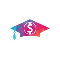 Graduation Cap Dollar Coin Icon Vector. Financial Investment Eduction Illustration. vector