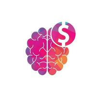 elemento de diseño de logotipo de icono de cerebro de dinero. diseño de icono de logotipo de cerebro de finanzas vector