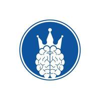 diseño del icono del logotipo del cerebro de la corona. diseño de logotipo de vector de rey inteligente. cerebro humano con diseño de icono de corona.