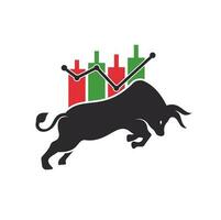 logotipo de comerciante alcista. vector de plantilla de diseño de logotipo forex bull. diseño del logo del toro financiero. gráfico de comercio alcista.