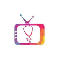 diseño del logotipo de la televisión médica. plantilla de icono de logotipo de tv de estetoscopio. vector