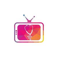 diseño del logotipo de la televisión médica. plantilla de icono de logotipo de tv de estetoscopio. vector