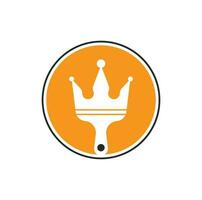 King paint vector logo design. Crown and paint brush icon.