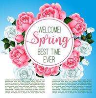 Spring flower frame for greeting card design vector