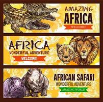 cartel de vector de animales africanos para aventura de safari