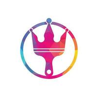 King paint vector logo design. Crown and paint brush icon.