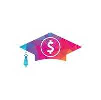 Graduation Cap Dollar Coin Icon Vector. Financial Investment Eduction Illustration. vector