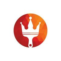 diseño de logotipo vectorial de pintura rey. icono de corona y pincel de pintura. vector