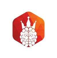 diseño del icono del logotipo del cerebro de la corona. diseño de logotipo de vector de rey inteligente. cerebro humano con diseño de icono de corona.