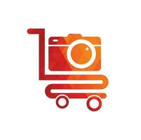 Camera Shop Logo vector icon. Shopping Cart with Camera Lens Logo Design Template.