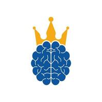 diseño del icono del logotipo del cerebro de la corona. diseño de logotipo de vector de rey inteligente. cerebro humano con diseño de icono de corona.