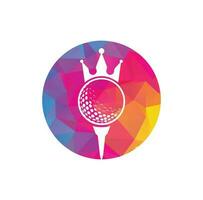 diseño del logotipo del vector de golf rey. pelota de golf con icono de vector de corona.