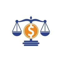 diseño de logotipo de vector de escala de dinero. concepto de finanzas escala de logotipo e icono de símbolo de dólar.