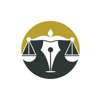 Pen Law Firm Vector Logo Design Template. Law logo vector with judicial balance symbolic of justice scale in a pen nib.