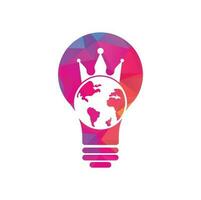 King Planet bulb shape concept Vector Logo Design. Globe King Logo Icon Design.