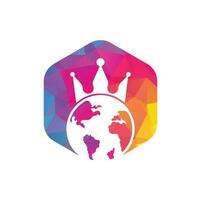 King Planet Vector Logo Design. Globe King Logo Icon Design.