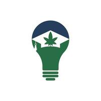 Education cannabis bulb shape concept logo design. Graduation cap and marijuana logo icon template. vector