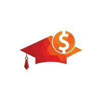 Graduation Cap Dollar Coin Icon Vector. Financial Investment Eduction Illustration. vector