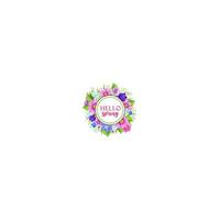 Hello spring floral frame greeting card design vector