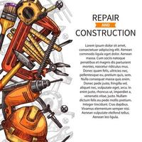 Repair and construction poster of work tools vector