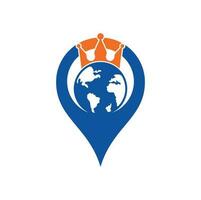 King Planet gps shape concept Vector Logo Design. Globe King Logo Icon Design.