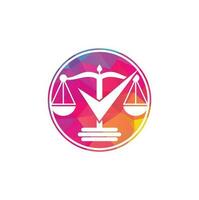 Law firm vector logo design. Law scale with check sign icon vector design.