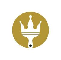 King paint vector logo design. Crown and paint brush icon.