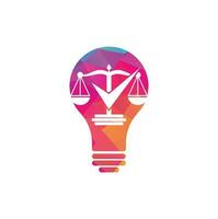 Check law firm bulb shape logo vector. Law firm vector logo design. Law scale with check sign icon vector design