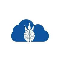 diseño del icono del logotipo de la forma de la nube del cerebro de la corona. diseño de logotipo de vector de rey inteligente. cerebro humano con diseño de icono de corona.