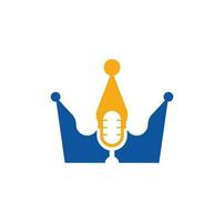 diseño del logotipo del vector del rey del podcast. concepto de diseño del logo de la música king.