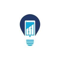 Mobile Graph bulb shape Logo Template Design. Phone analytics marketing vector logo template