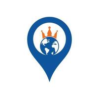 King Planet gps shape concept Vector Logo Design. Globe King Logo Icon Design.