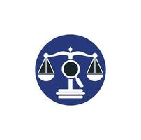 encontrar plantilla de vector de logotipo de justicia, conceptos de diseño de logotipo de bufete de abogados creativos. logotipo de bufete de abogados de lupa