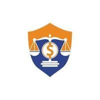Money scale vector logo design. Finance concept. Logotype scale and dollar symbol icon.