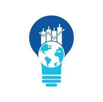 World finance and bulb shape concept logo design concept. World Stats vector logo design template.