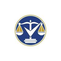 Law firm vector logo design. Law scale with check sign icon vector design.