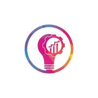 bulb gear finance logo. Light bulb from Gears Logo Template. Cogwheel and Arrow Vector Design.