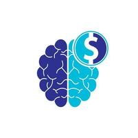 elemento de diseño de logotipo de icono de cerebro de dinero. diseño de icono de logotipo de cerebro de finanzas vector